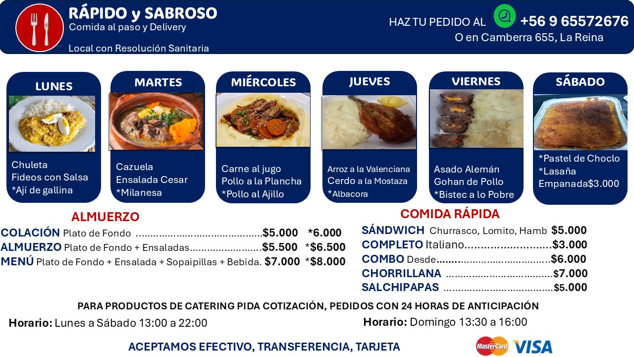 Servicio semanal - Rápido y Sabroso